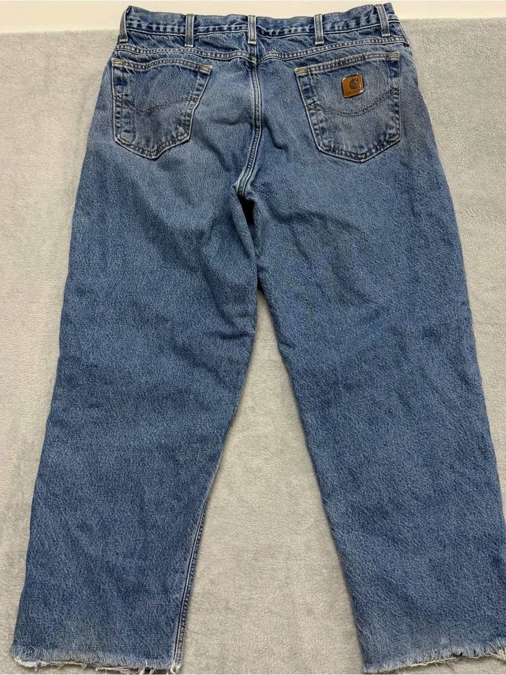 Vintage 90s Carhartt Flannel Lined Jeans Mens 35x28 Blue Dark Wash B21 DST